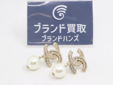 シャネル ココマーク パール ラインストーン ピアス