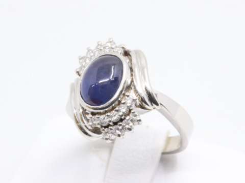 スターサファイア PT900 S4.28ct D0.29ct リング