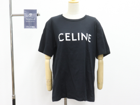 セリーヌ ロゴプリント Tシャツ コットン ブラック