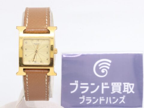 エルメス Hウォッチ HH1.201 ゴールド文字盤 GP QZ